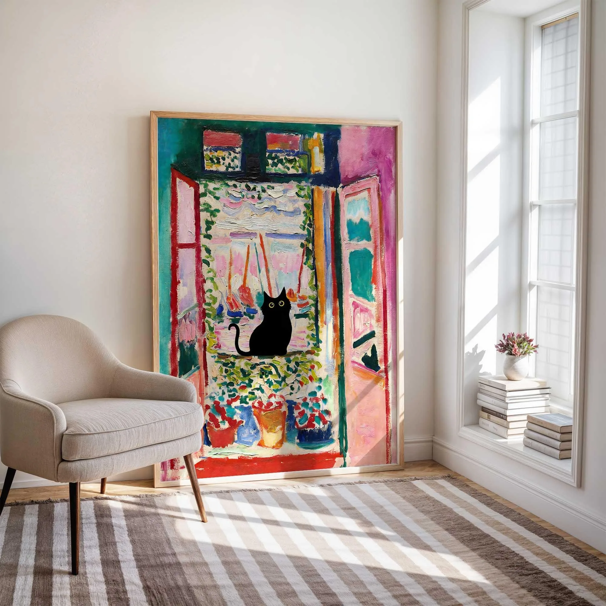 

Henri Matisse Cat Print Matisse Cat Canvas Poster with Window Black Cat Art Floral Print Funny Cat Print Funny Gift Home Decor