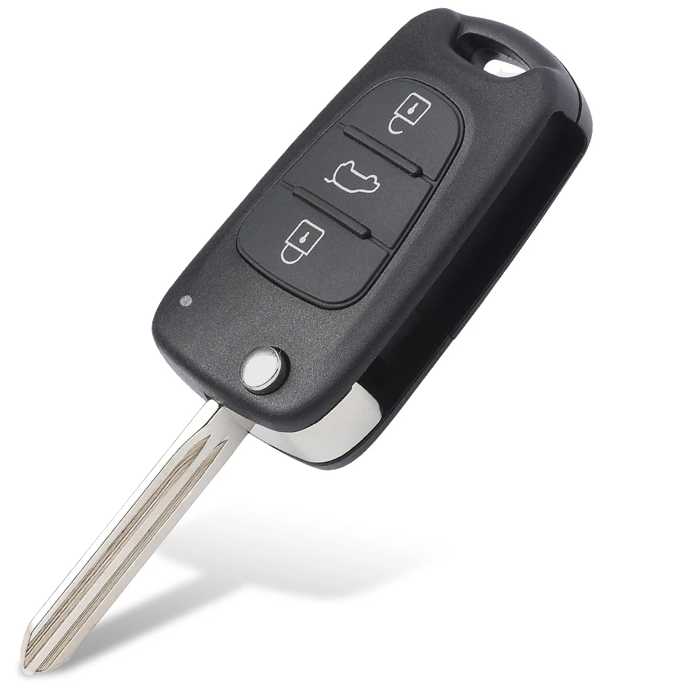 KEYECU Flip Remote Car Key Shell Case Fob 3 ปุ่มสําหรับ 2010 2011 2012 2013 2014 Kia Soul Cerato Koup Sportage Rio Sorento