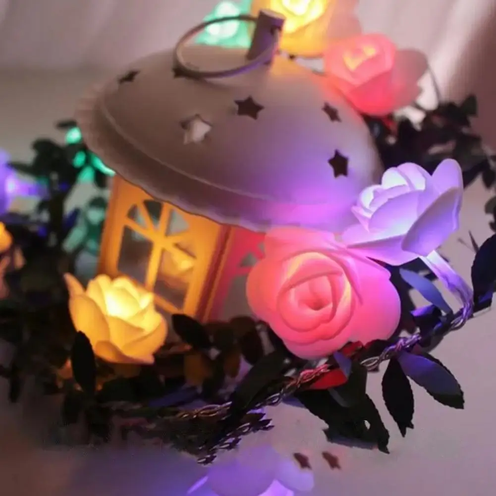 Decorative String Lamp Flower-shaped String Light Elegant Rose Flower Led Vine Light String Lamp for Soft Flicker-free