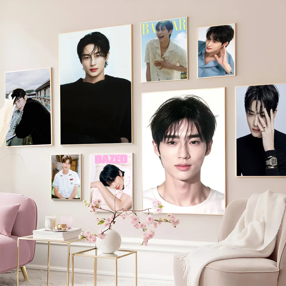 

Byeon Woo-seok Korea Anime Posters Sticky Waterproof Paper Sticker Coffee House Bar Kawaii Room Decor