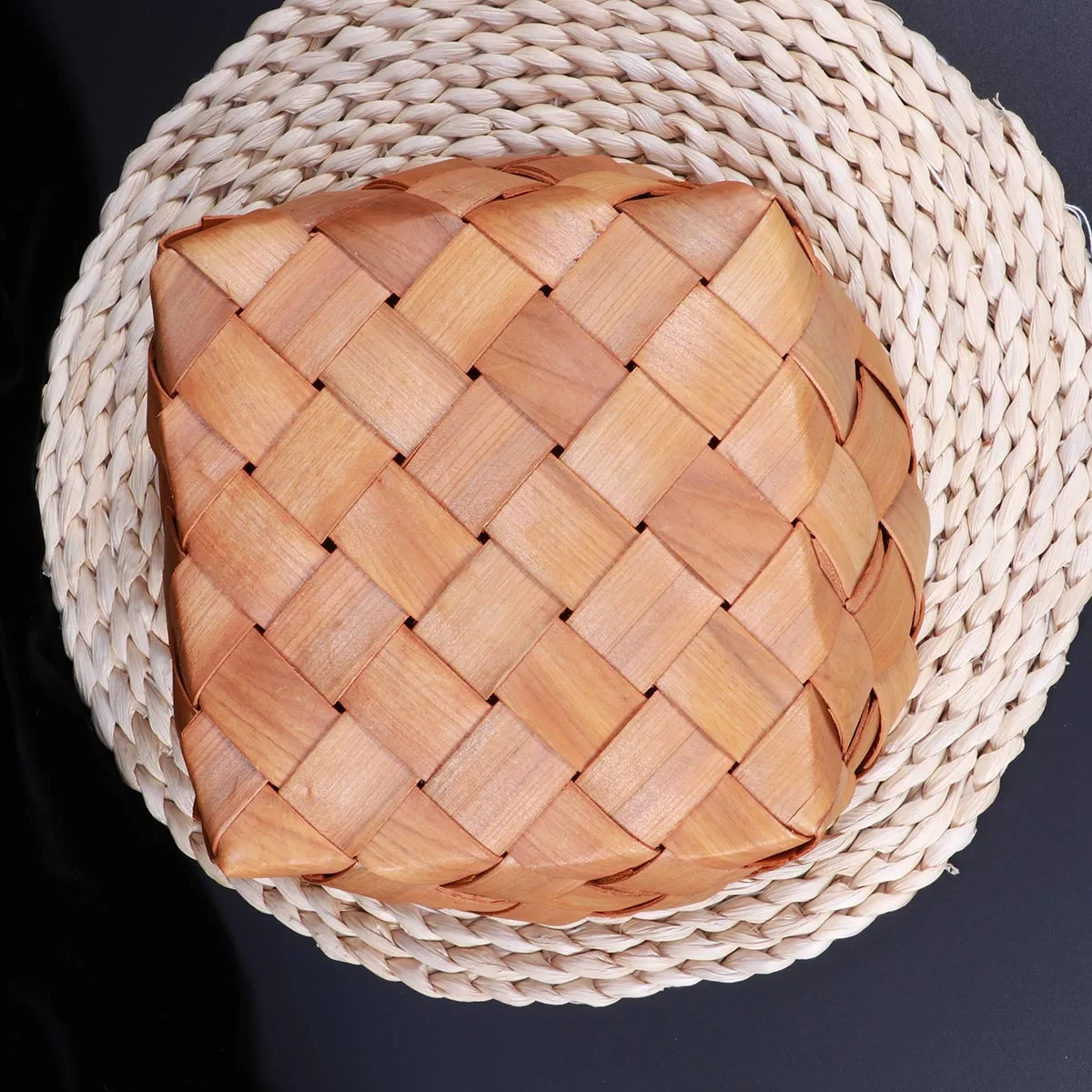 

Round Handmade Wooden Woven Storage For Fruit Food Sundries Picnic Organizer Large Size Home Hotel Shop Decoration Wood