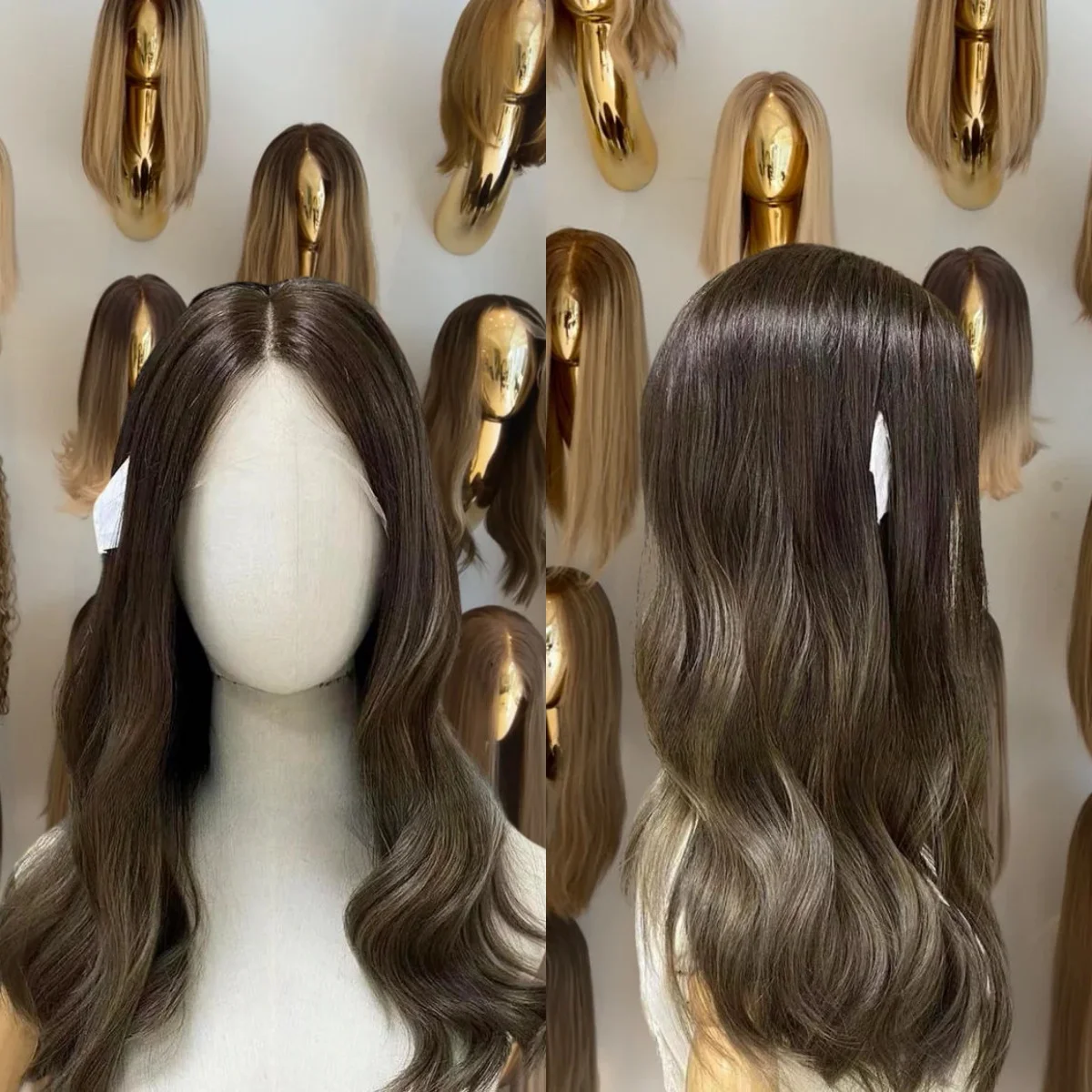 Luxury Dark Wigs with Brown Balayage Shoulder Length Loose Wave Free Part 13*4 HD Transparent Lace Wigs Daily Party Cosplay Use