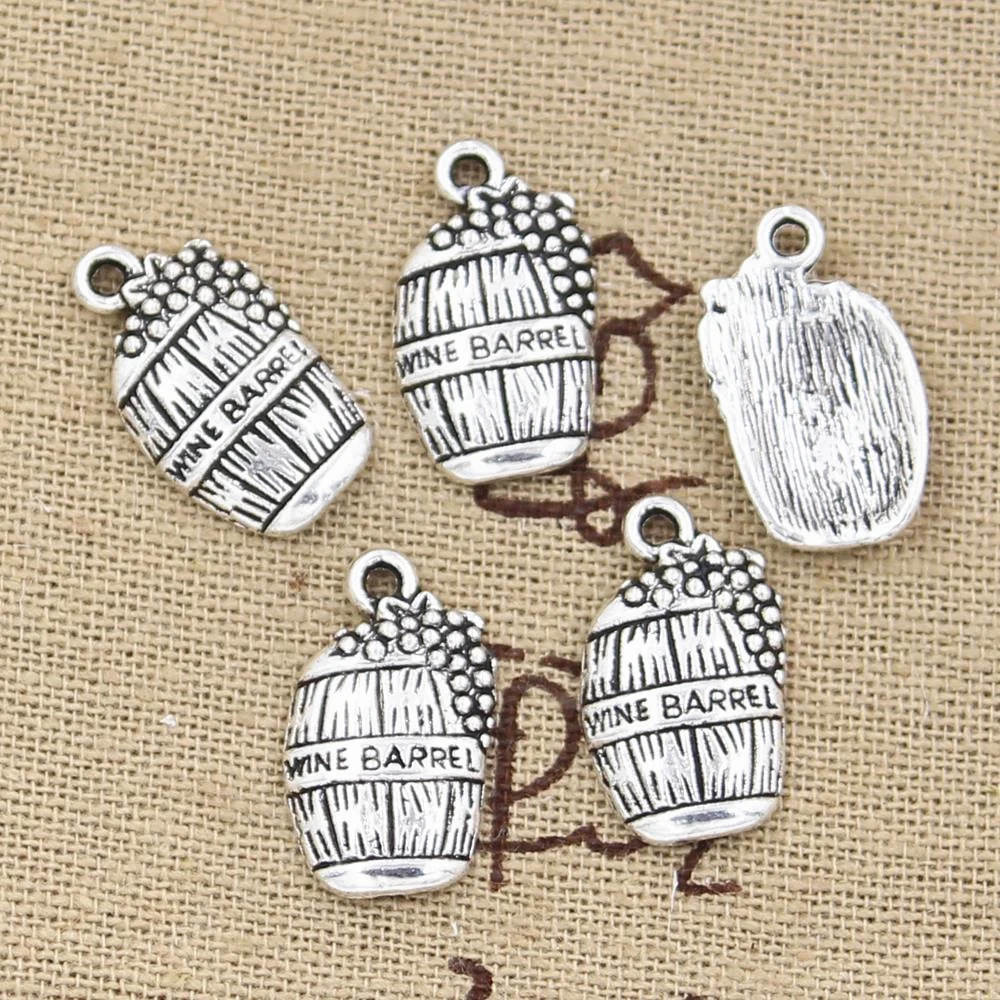 15pcs Charms Wine Barrel Cask 19x11mm Antique Making Pendant fit,Vintage Tibetan Bronze Silver color,DIY Handmade Jewelry