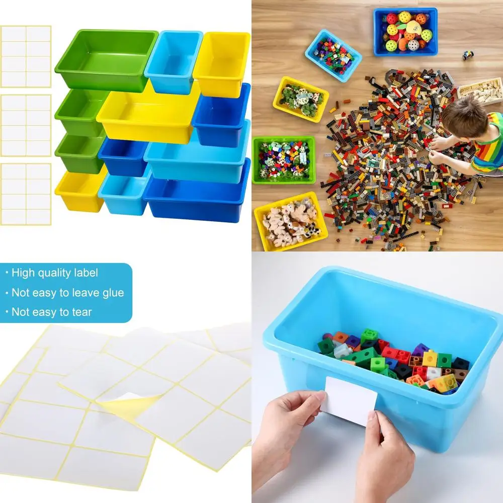 

Пластиковые контейнеры для хранения из 12 предметов с самоклеящимися этикетками для организации дома, офиса и библиотеки в милых цветах