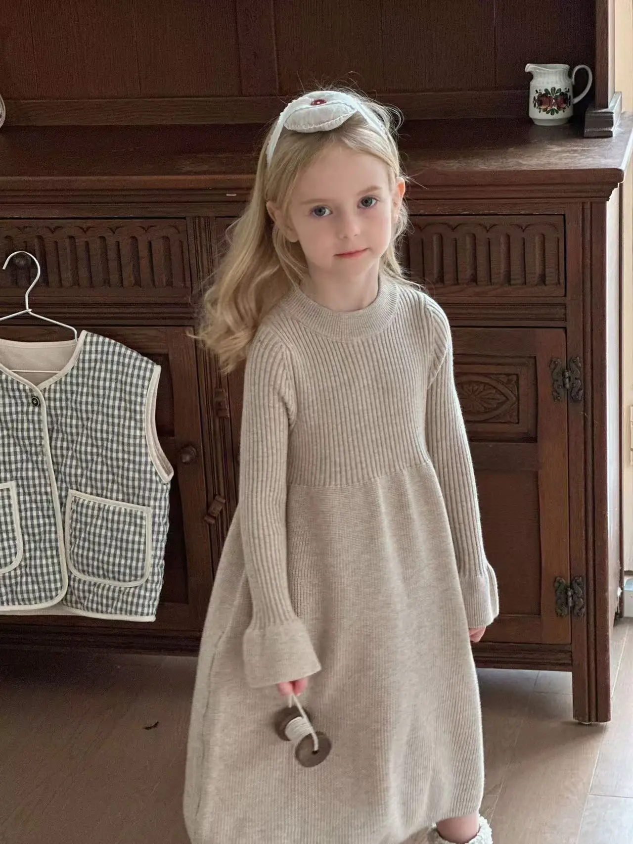 

Girls Winter Clothes Autumn Knitted Sweater Dress Wool Keep Warm Long-style Baby Sweater Kids Clothing