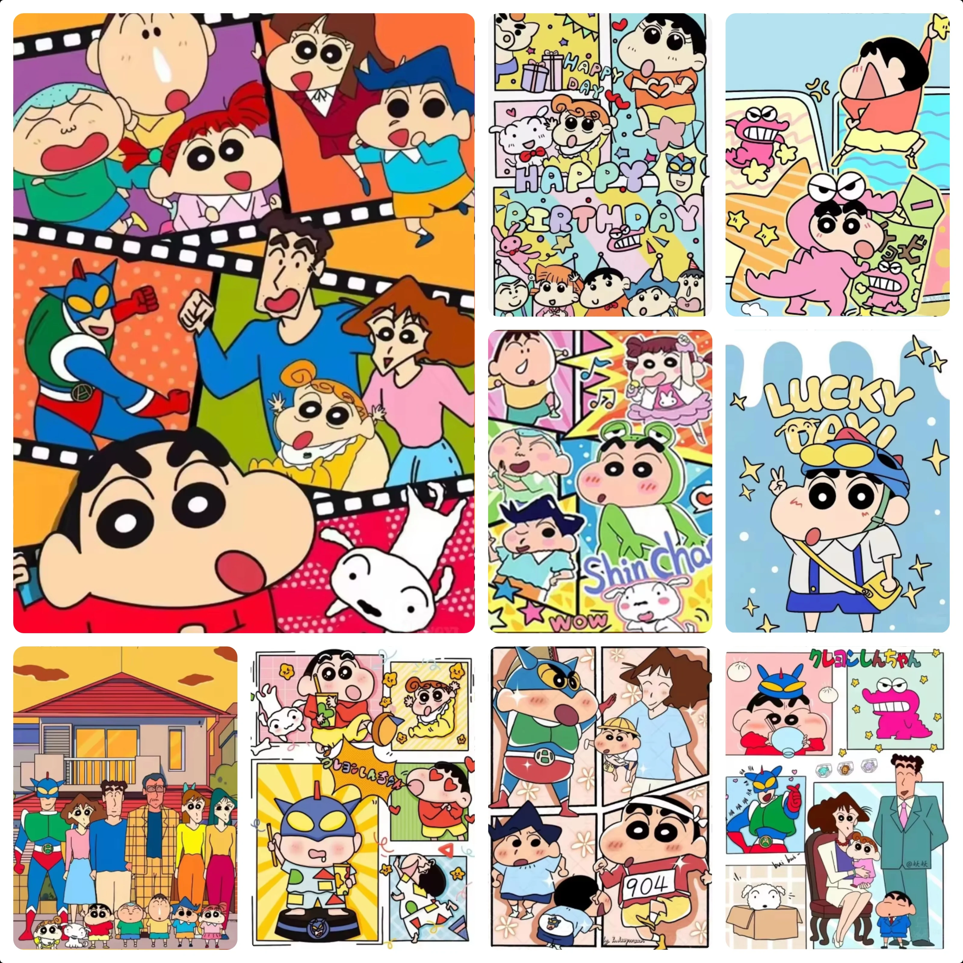 Cartoon Crayon Shin chan 500/1000/1200/2000PCS Jigsaw Puzzle Nohara Anime Art Puzzle Decompression Assembly Hobby Present