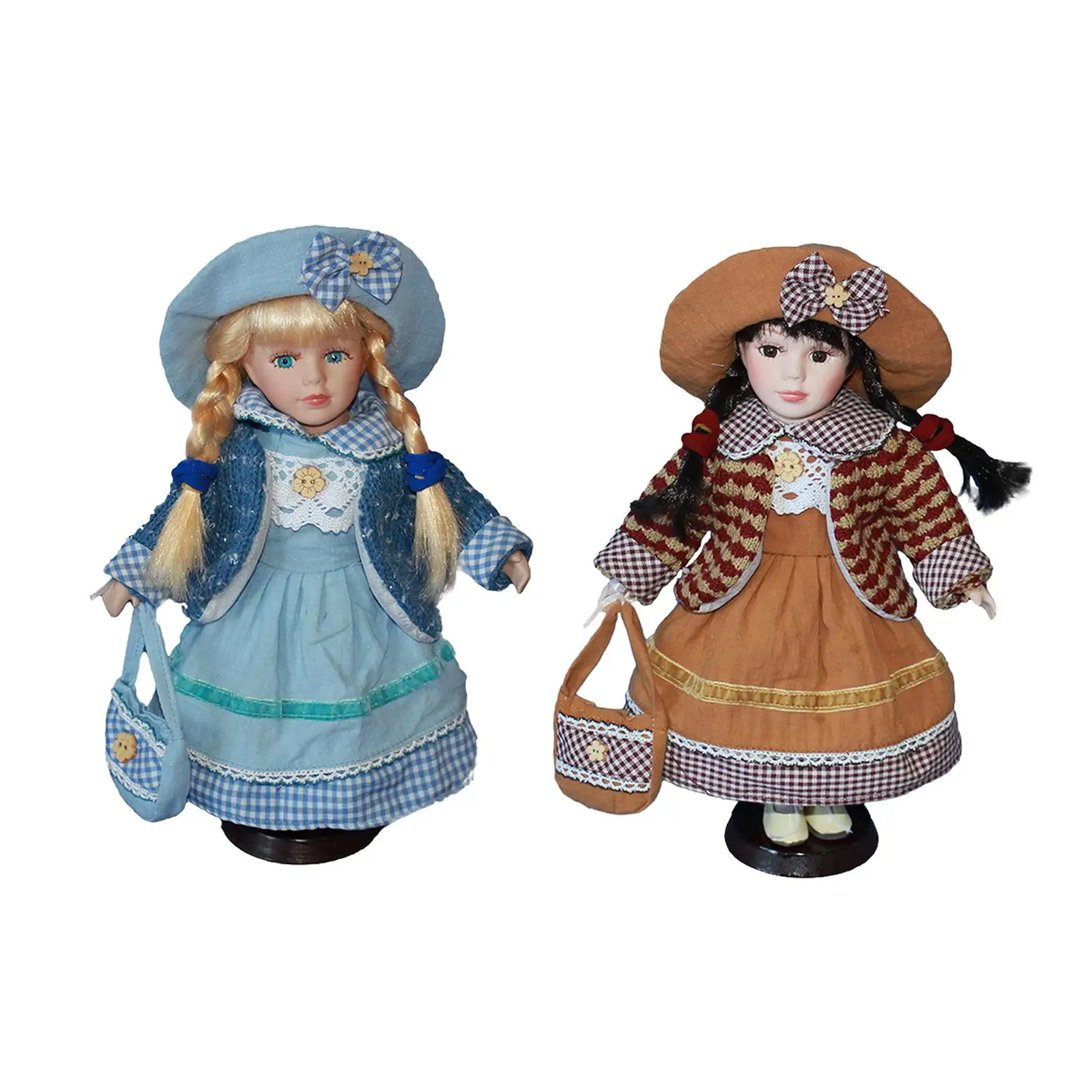 

Porcelain Doll in Dress Birthday Gift for Kids Women Elegant Standing Figure