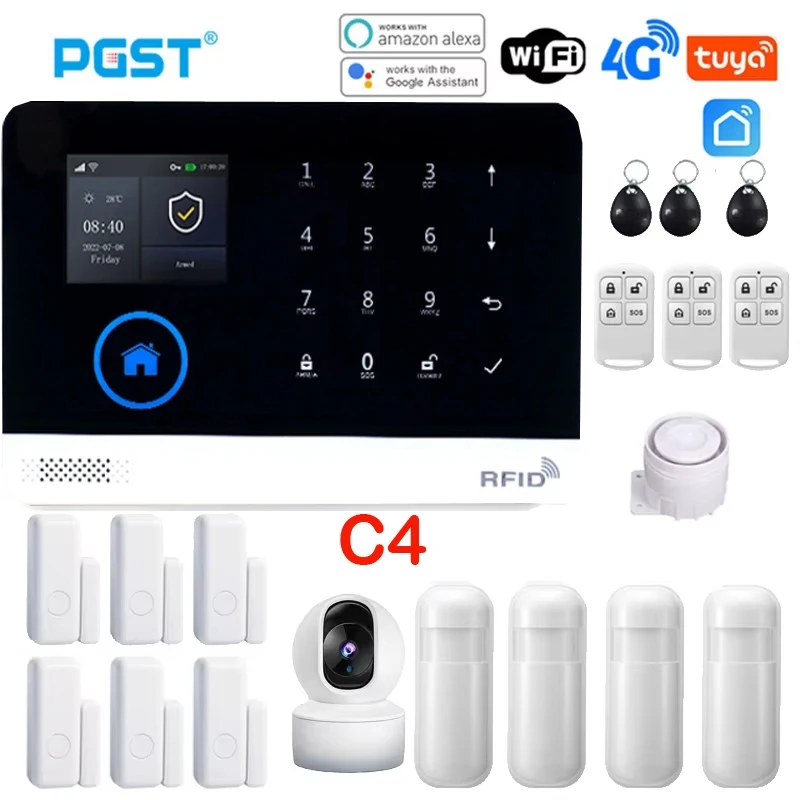 PGST PG103 4G Tuya Alexa Wifi Alarm System 433MHz Wireless Smart Home Alarm Smart Life Control Security Protection Home kit