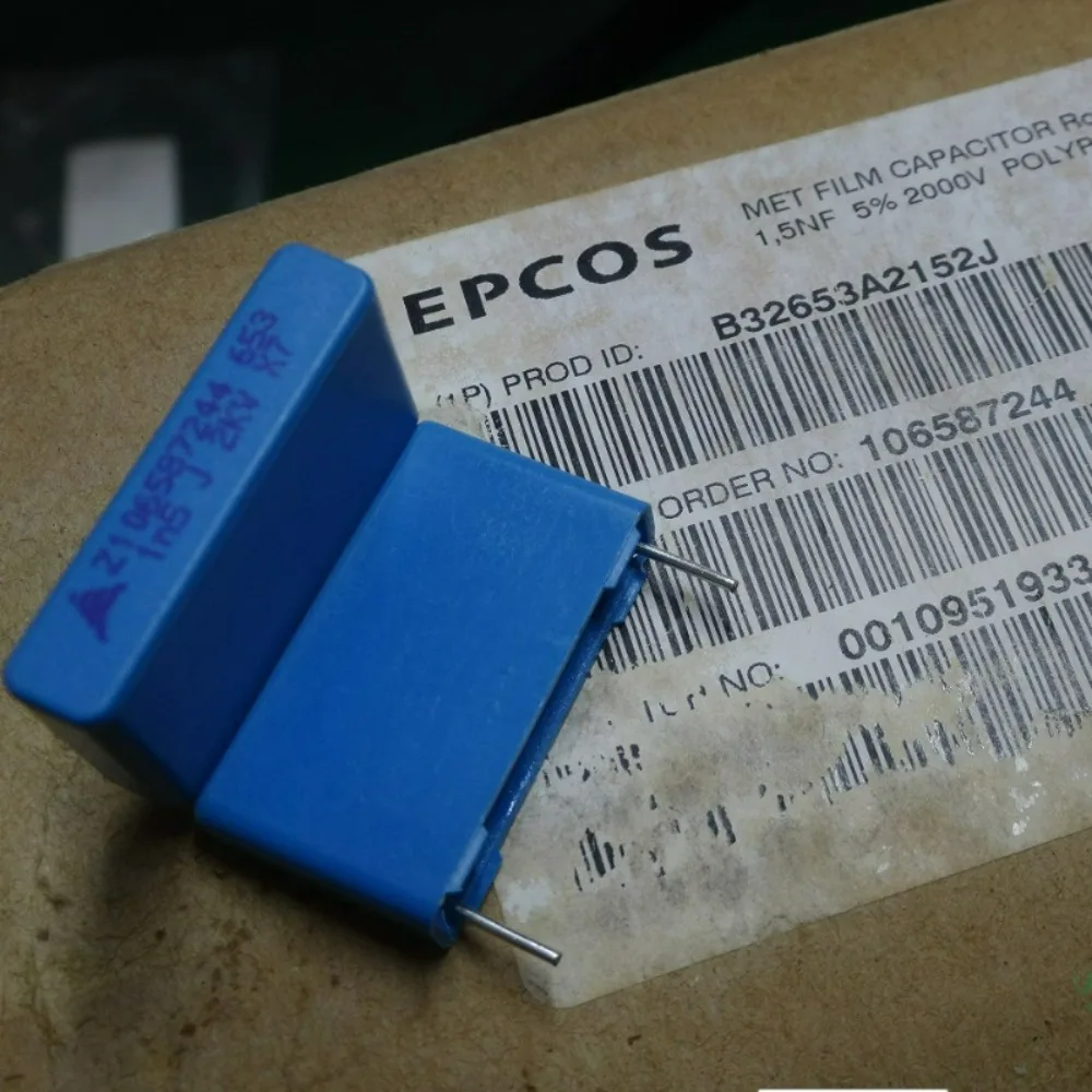 

10pcs/lot EPCOS 0.0015uf 2000v 1.5nf 1n5 1500pf 152 J brand new 22.5mm film capacitor B32653A2152J