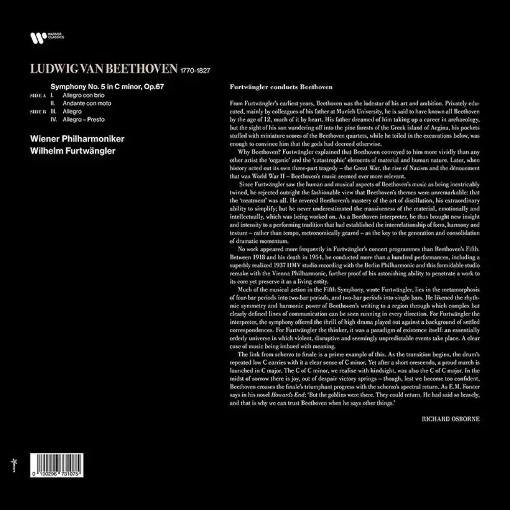 Beethoven Symphony No.5 "Destiny" LP - Furtwengeler Conducted 12 بوصة من الفينيل - تحفة كلاسيكية لعشاق الصوت والجامعات