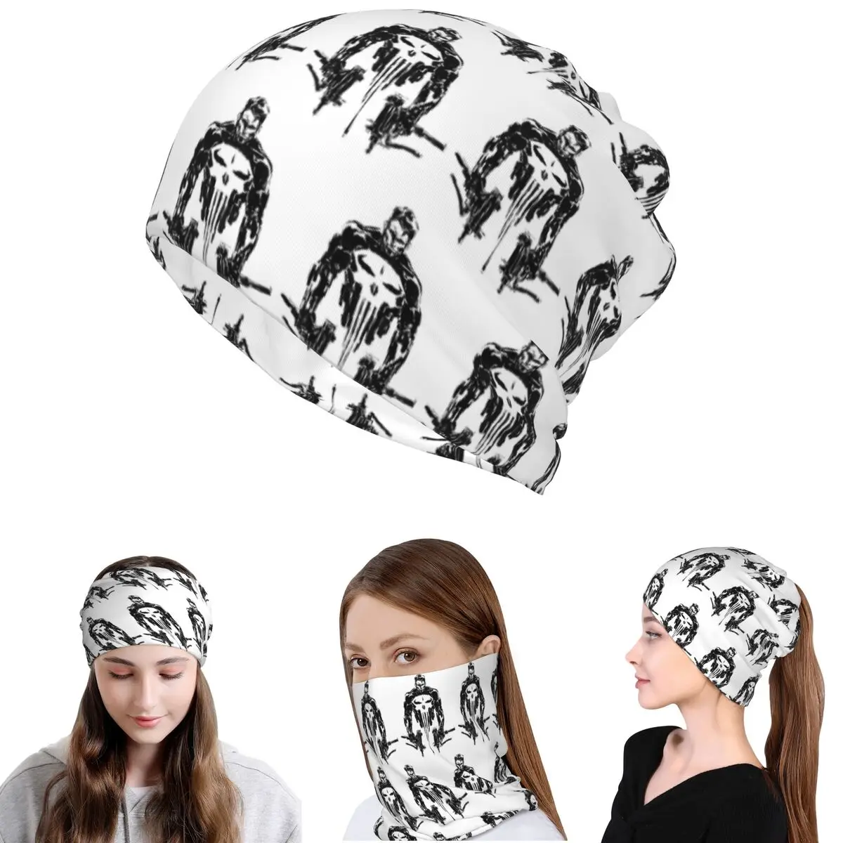 Punisher Mr Castel Bandana Neck Cover Wrap Mask Scarf Multifunction Balaclava Beanies Hat Unisex Adult Windproof