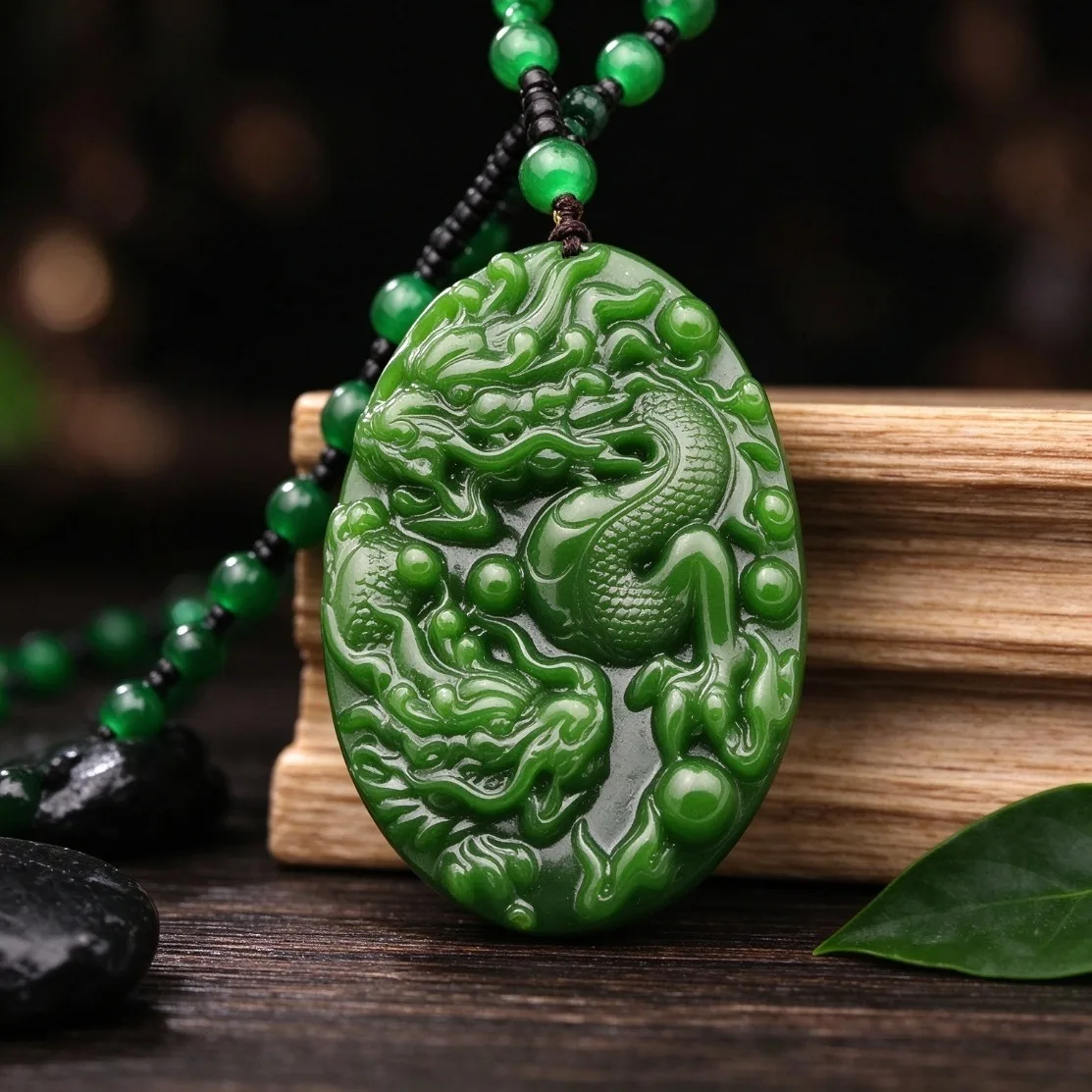 Collar con colgante de dragón de jade verde natural, amuleto de la diosa de la misericordia, cadena vintage para suéter, joyería, regalo de la suerte para el día a día, envío directo.