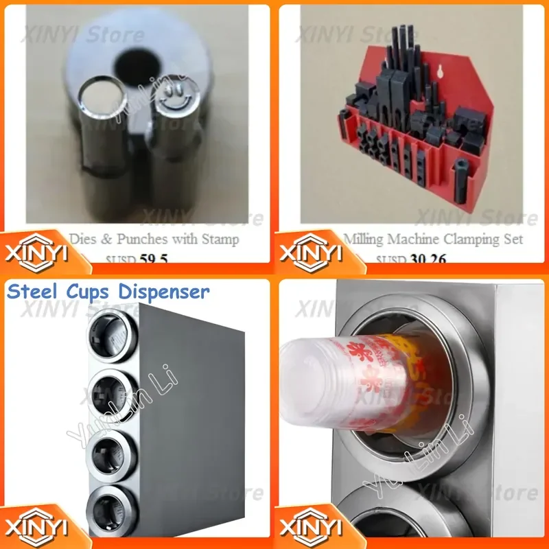 for 4 Holes Stainless Steel Cup Dispenser for 8 9 10cm Coffee Bubble Tea Cups Automatic Cup Holder for Bubble Tea Machine