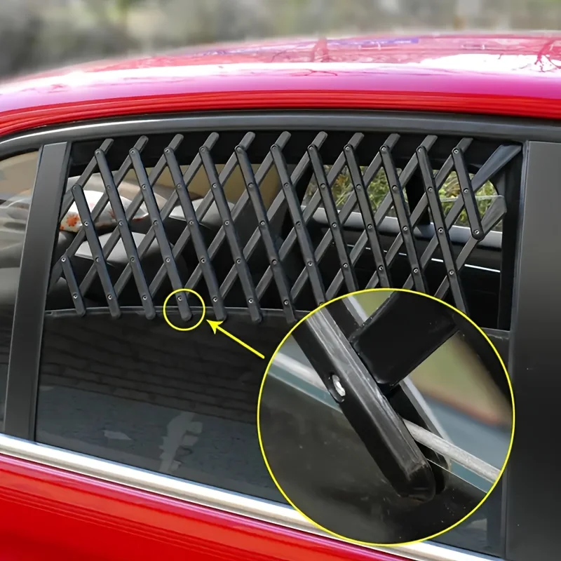 Verstellbare Autofenstergitter für Haustiere im Freien, nicht klebende Autofenstergitter, einziehbare und atmungsaktive Netzgitter – Detail 4