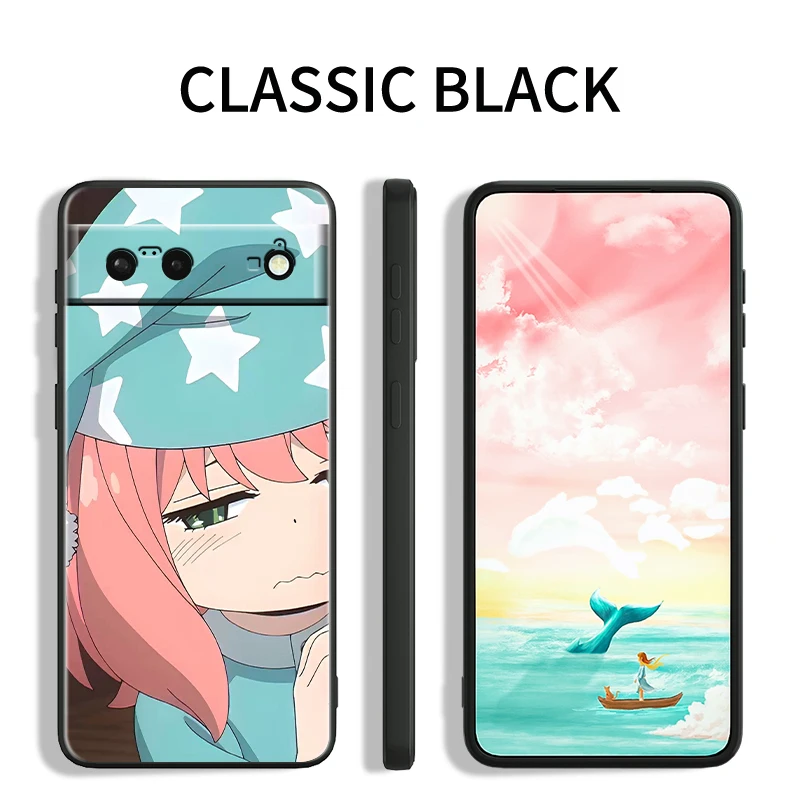 جراب سيليكون أسود لجوجل بيكسل 9 8 7a 7 6a 6 5a 5 4 4a xl