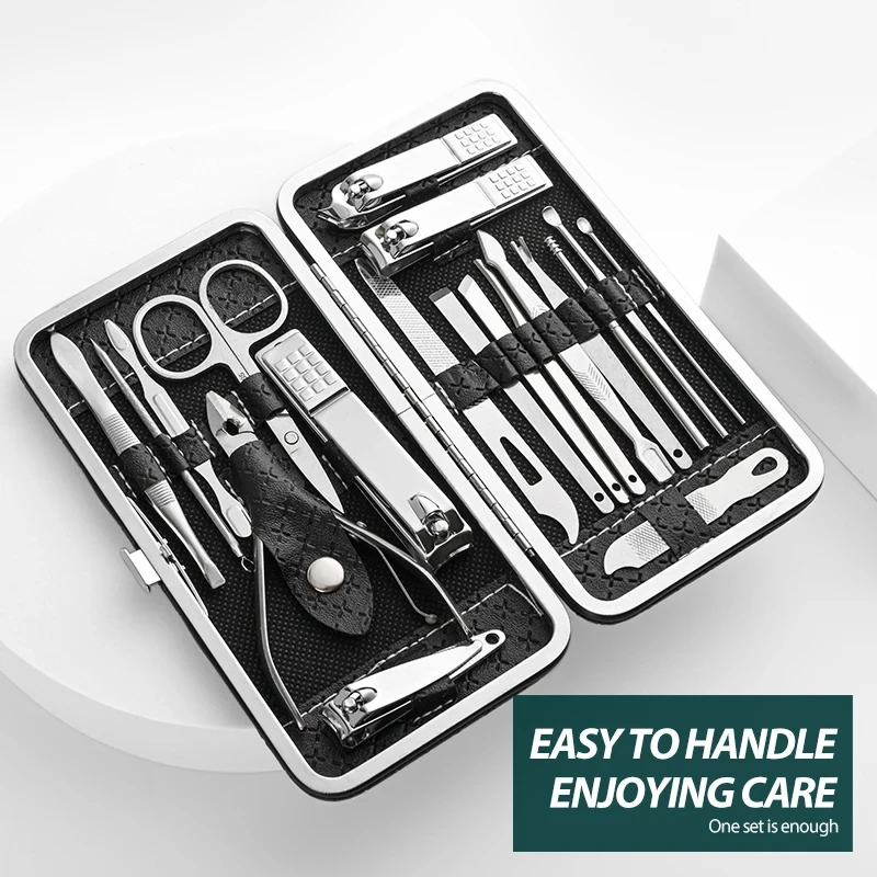 Home Nail Clipper Set Of 18 Pieces Large Size Dead Skin Pliers Diagonal To Remove Dead Skin Small Eyebrow Clipper Leather Sleeve