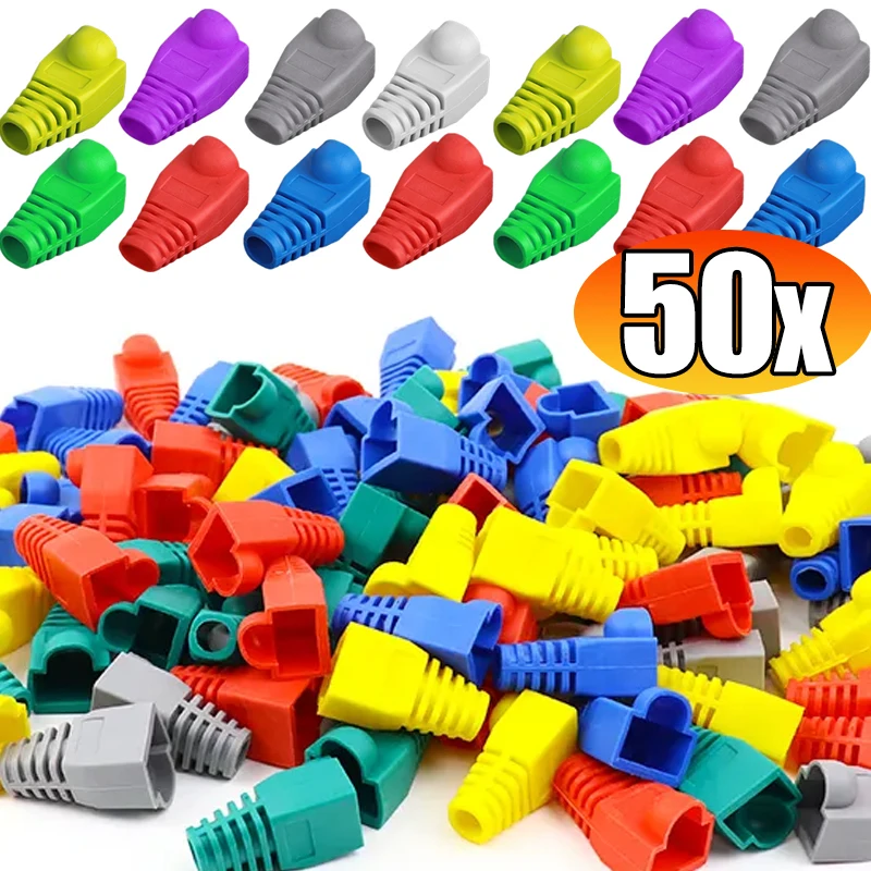 1/50Pcs RJ45 Ethernet Cable Connector Boots Cover CAT5 CAT5E CAT6 CAT6E Ethernet Network Lan Cable Plug Cap Protective Sleeve