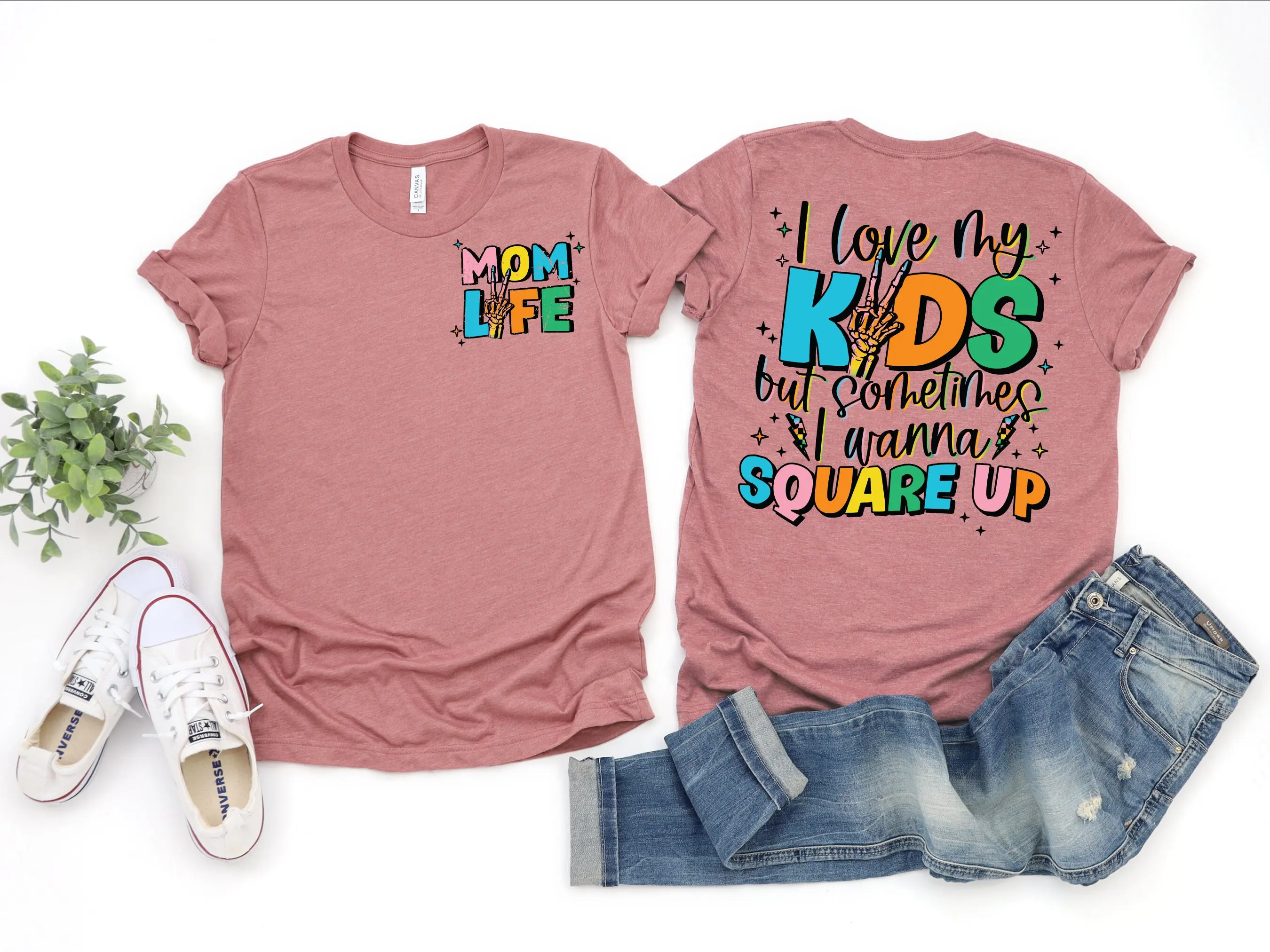 Mom Life T Shirt I Love My Kids But Sometimes Wanna Square Up Funny Trendy Retro Motherhood