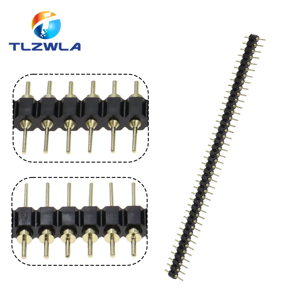 5PCS 2.54MM Connector Round Hole Female Head Row Needles 1*40 Round the Needle Male Head 1x40P Gold Plated Single Row