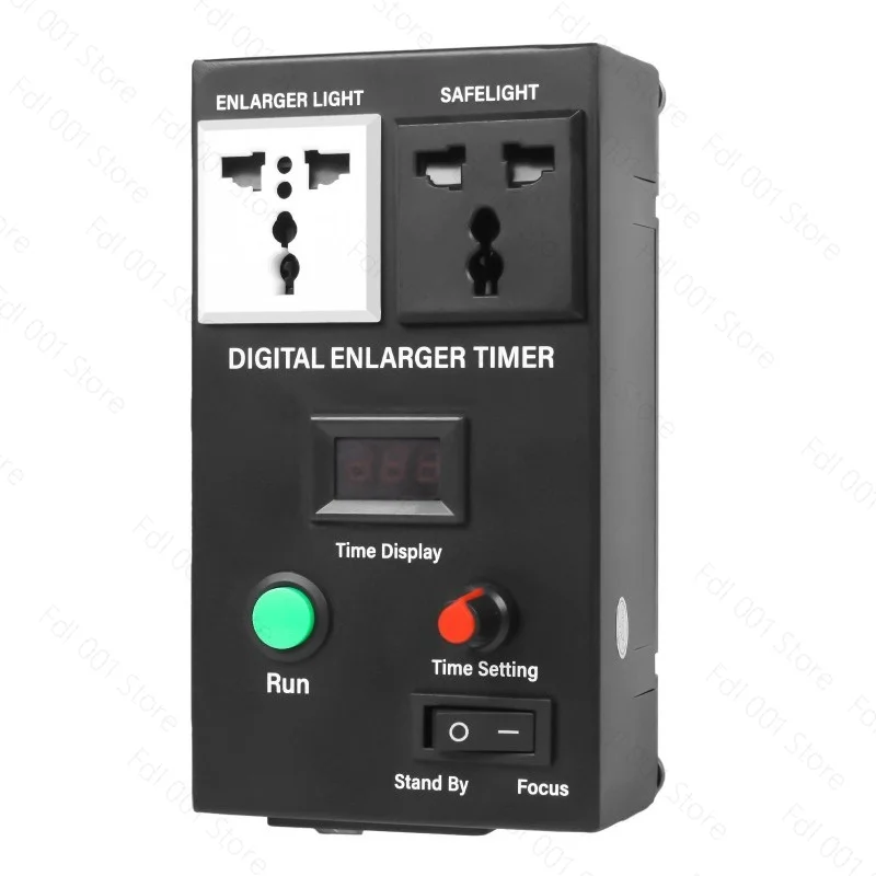 Professional Darkroom Enlarger Timer with Digital Display & Foot Switch for Photographic Printing Exposure Control