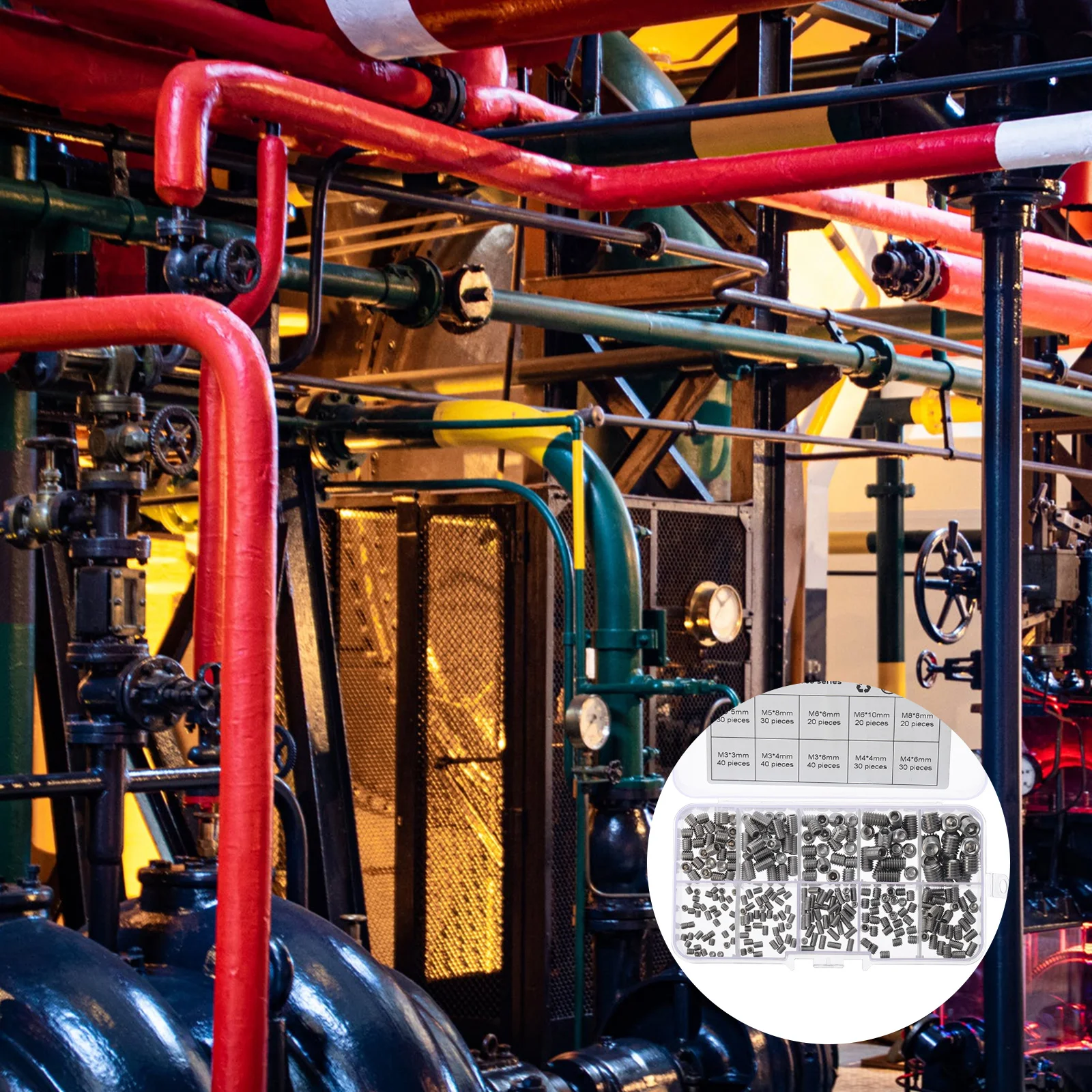 300pcs Set Sekrup Baja Tahan Karat Kepala Allen Bentuk Oval Untuk Pegangan Penggunaan Luar Ruangan Dalam Ruangan Kit Sekrup Kepala Heksagonal