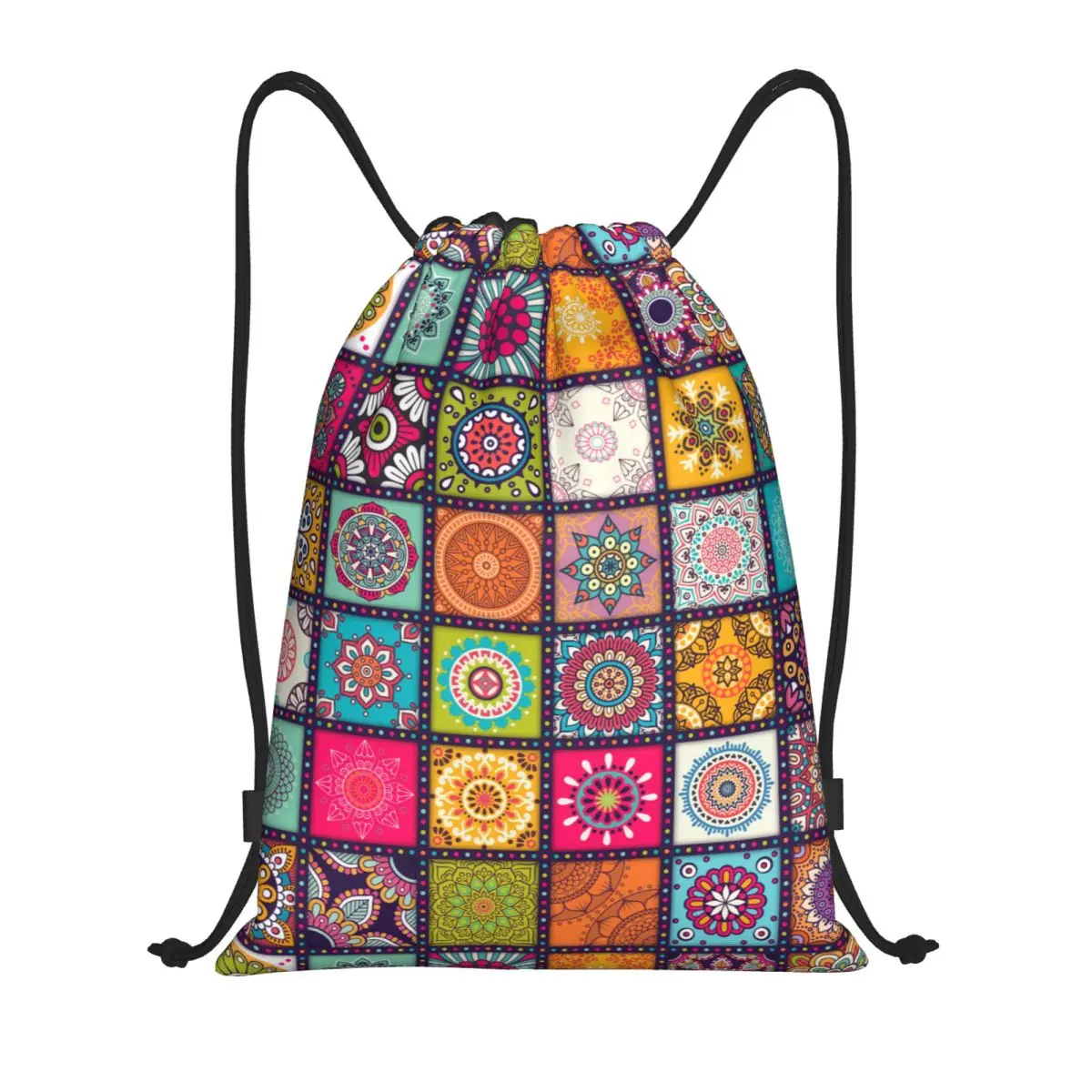 Custom Arabic Indian Ethnic Floral Mandalas Pattern Drawstring Bags for Shopping Yoga Backpacks Men Women Sports Gym Sackpack