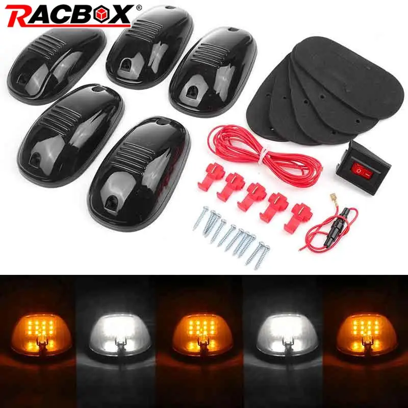 5pcs 12 LED Car Cab Roof Top Running Marker Light for Chevy Dodge Ford GMC Scania Heavy Duty Super Duty Semi Trucks Trailer 12V