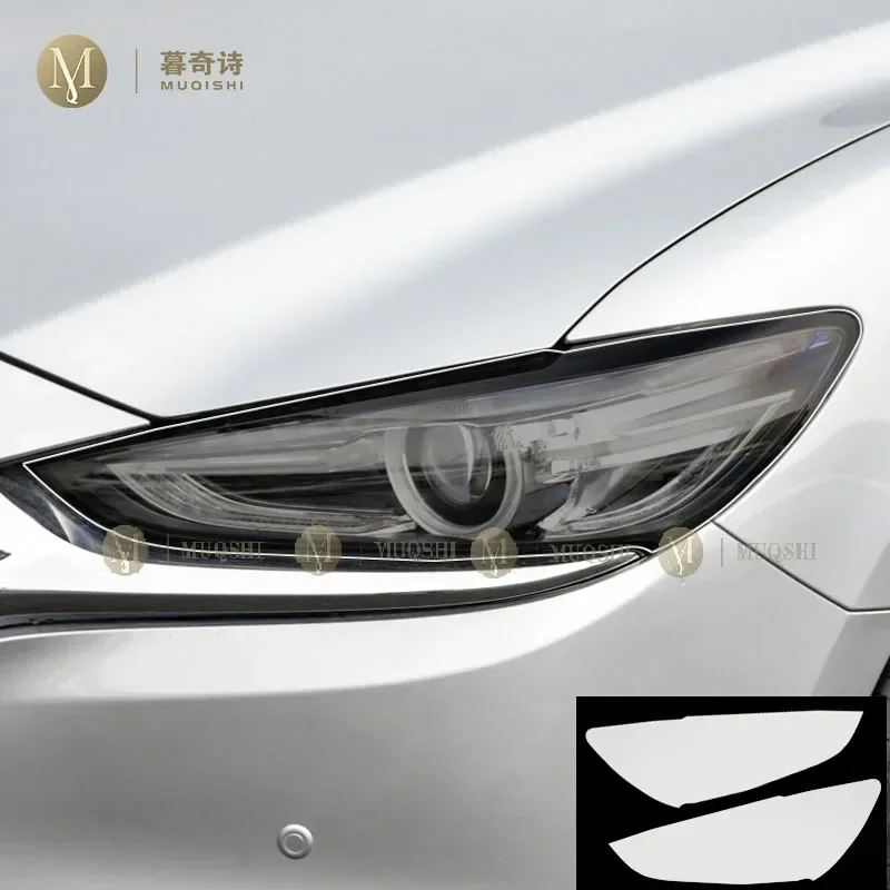 MUQSHI pre cut car exterior headlight scratch resistant TPU protective film transparent/smoked black For Mazda 6 Atenza 18-2024