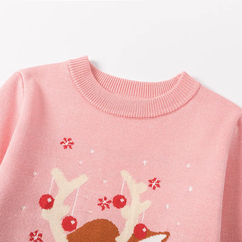 Factory direct sales Europe and the United States new autumn and winter girls baby cartoon bottom knitted sweater children pull