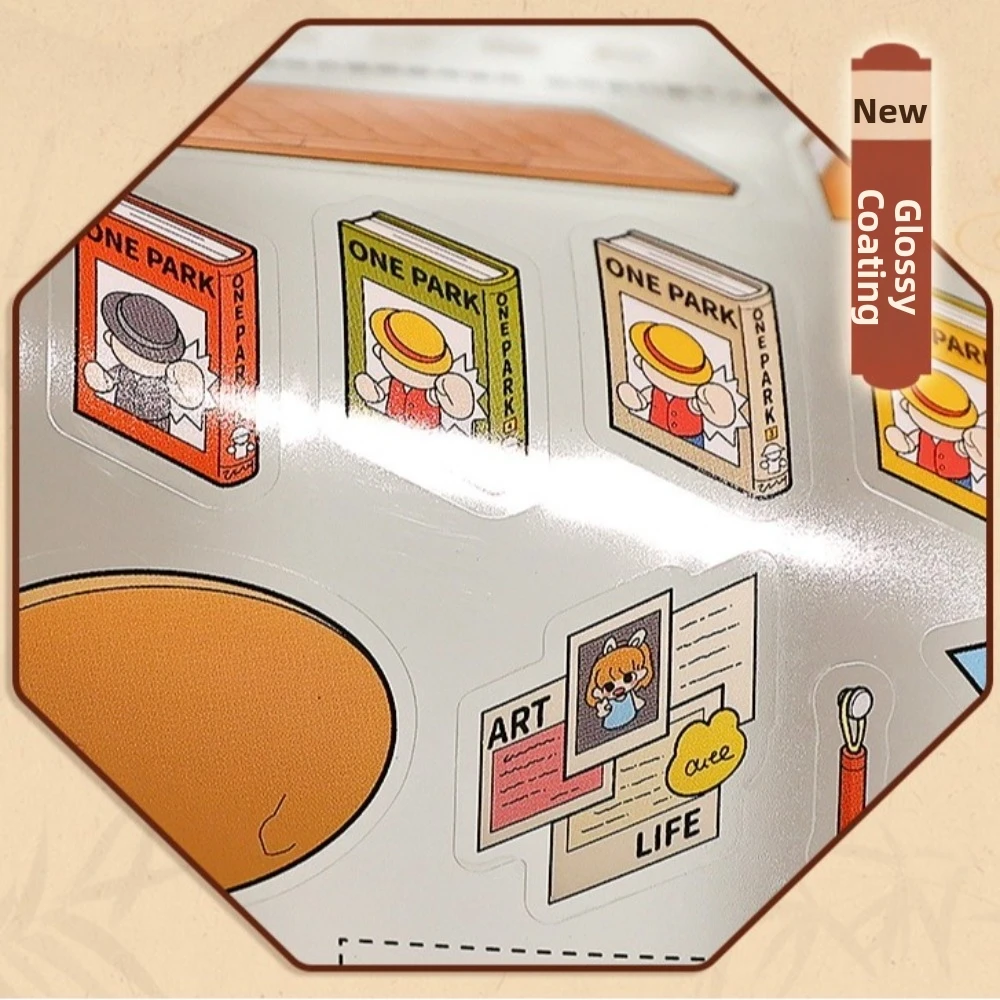 Desk Storage Series Scenery Sticker Book 11 Scenes Countertop Miniature Scene Sticker Stationery Planners PET Die Cut