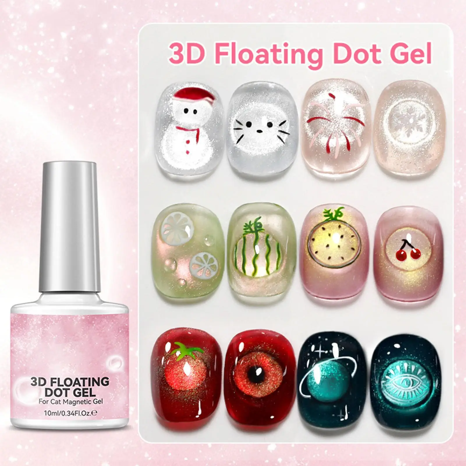 Gel à ongles 3D 10ml transparent brillant pour peinture 3D, effet de diffusion, pour la maison et les salons de beauté, art des ongles fonctionnel