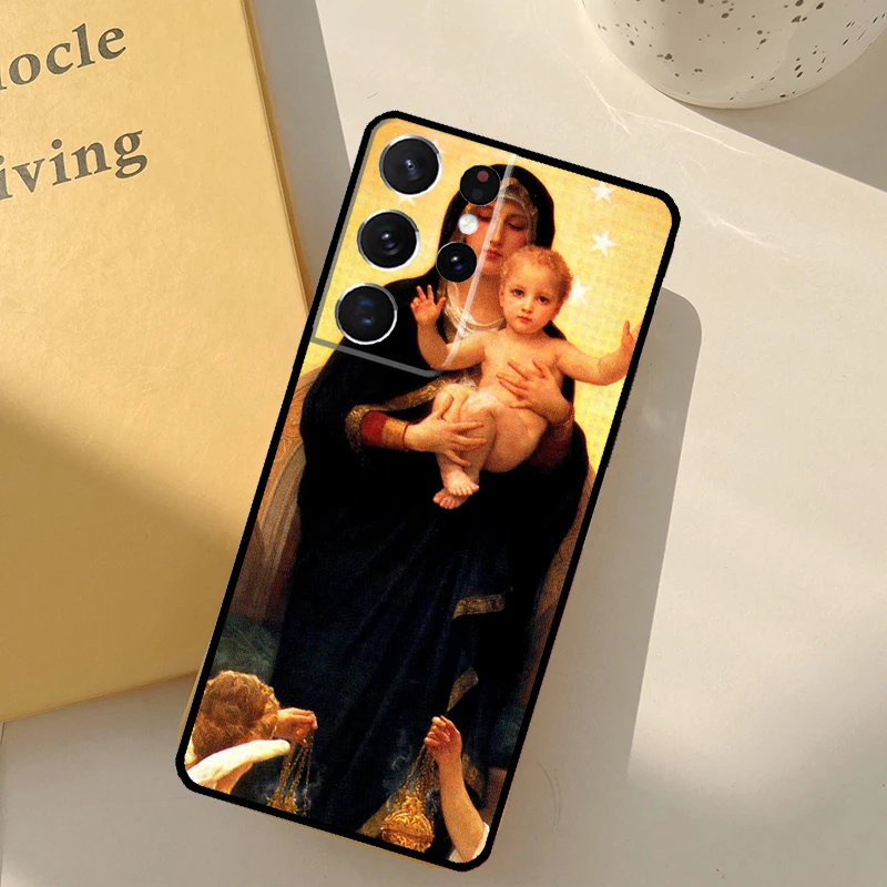 Casing Mary and Yesus agama untuk Samsung Galaxy S22 Ultra S20 FE S8 S9 S10 Plus Note 10 20 S21 Ultra penutup belakang