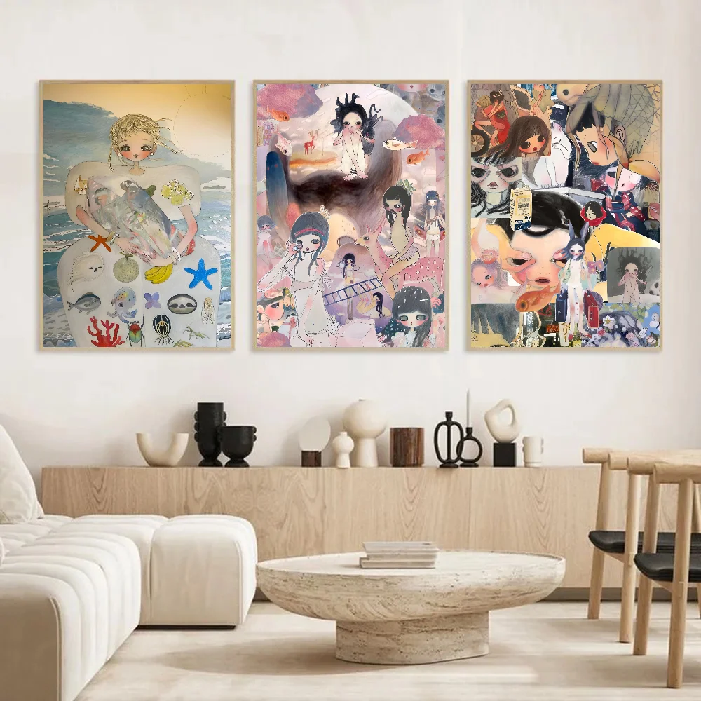 A-Aya Takano Poster Self-adhesive Art Waterproof Paper Sticker Coffee House Bar Room Wall Decor