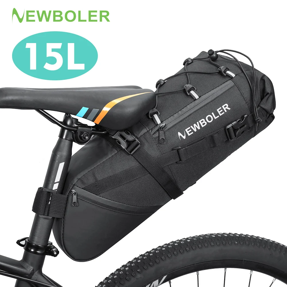 

NEWBOLER Bike Saddle Bag Waterproof MTB Road Bicycle 15L Large Capacity Cycling Bag Foldabe Tail Rear Bag Trunk Accessories
