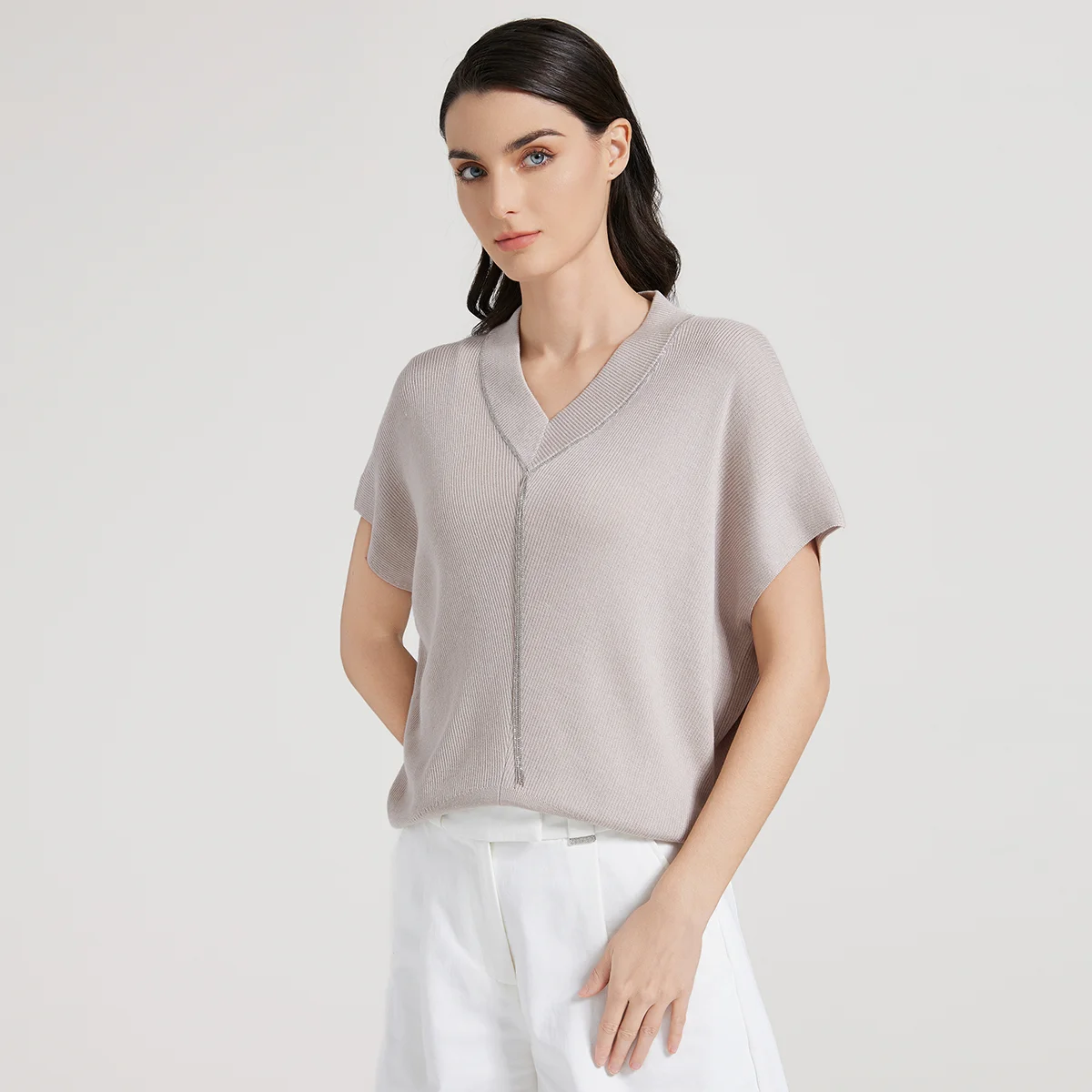 BC1026 Luxury Women\'s Clothing Silk Woolen Ladies Clothes loose Merino Wool Vest Sweaters For Woman