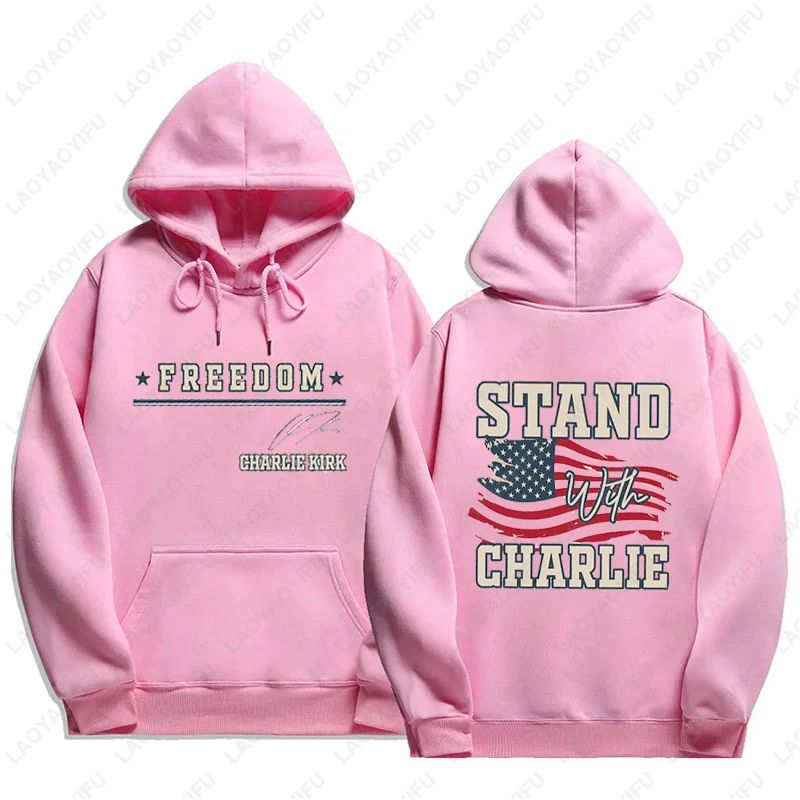 Stand with Charlie Kirk Free Speech Support Sweatshirt College Political Conservative Hoodie America Freedom Men Women Pullover