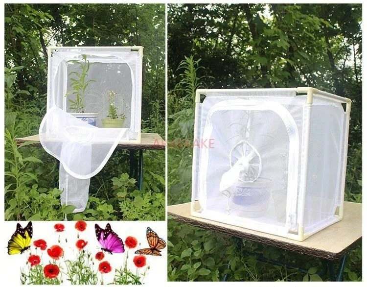 Portable wild harvesting tool PVC bracket mantis net box butterfly small insect breeding box bamboo knot insect cage plant cage