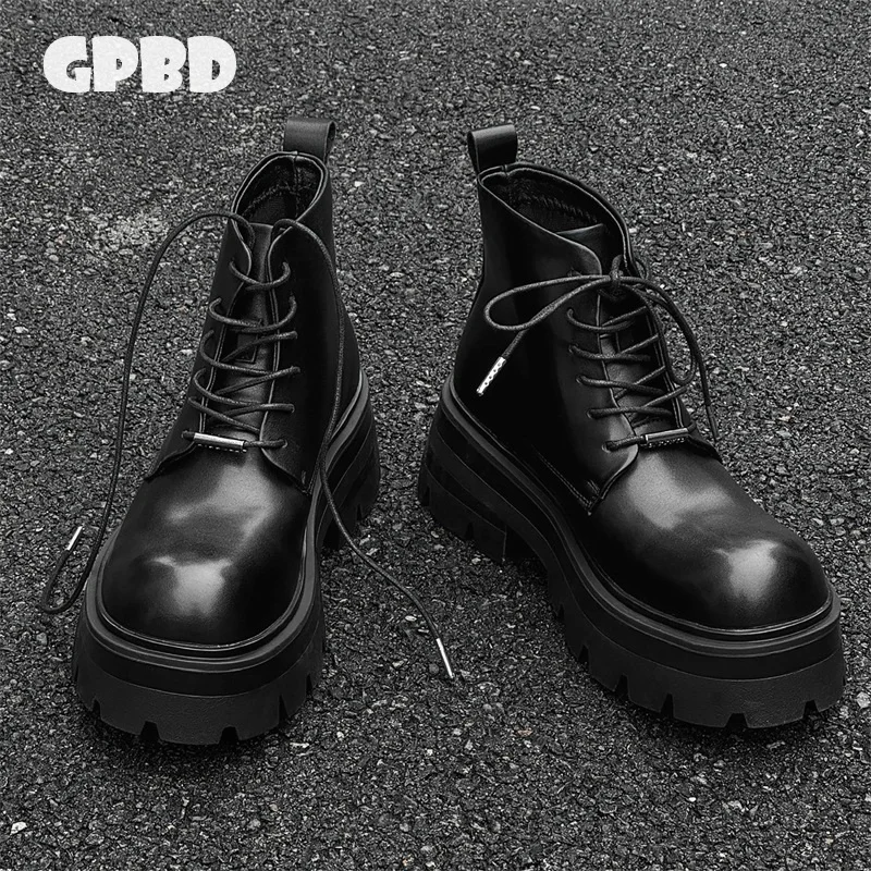 GPBD Chelsea Men's Boots 2025 New Spring New Thick Sole Increase High Help British Retro Midboot Trend