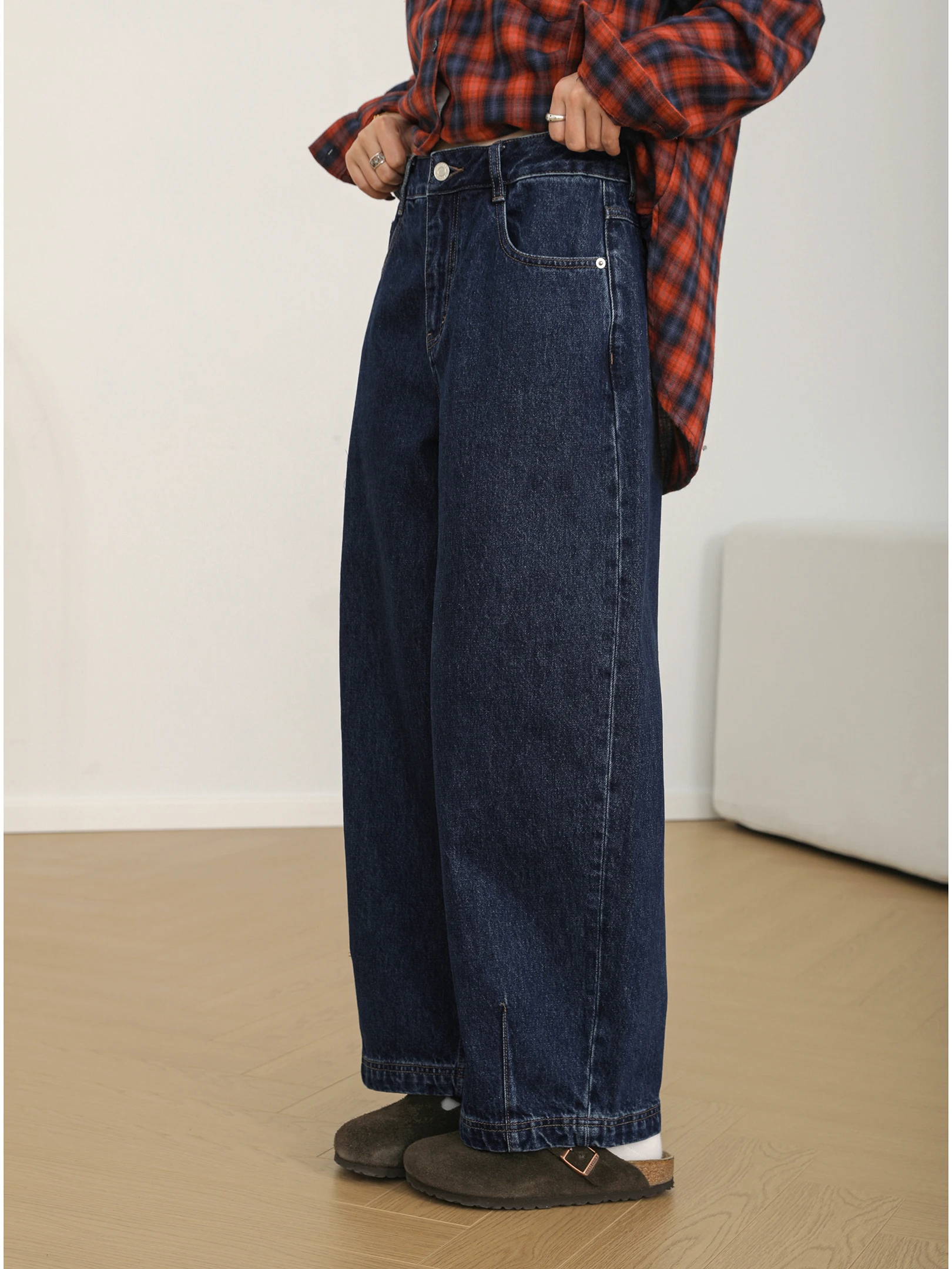 

Slimming Effect Waed Denim andmother Pants High Waist Casual Trousers Nine Points for Petite Women Spring New Arrival