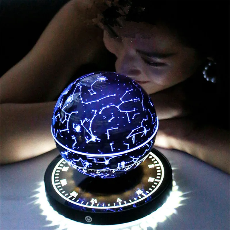 Criativo magnético Levitating Clock Base, Constellation Lamp, Flutuante Starry Light Ball, RGB Multiple Color