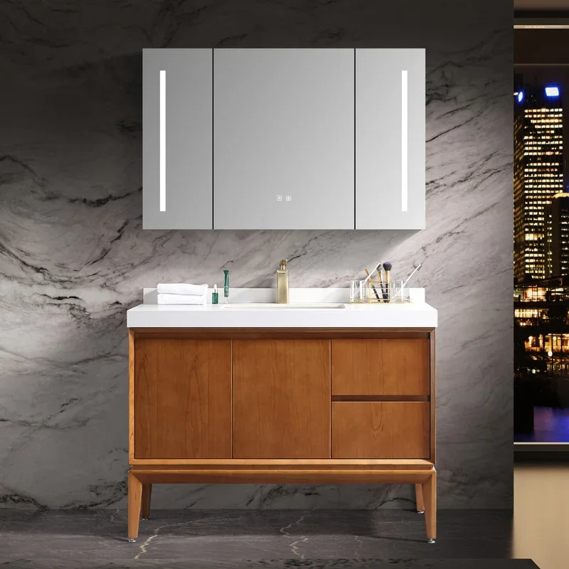 

Bathroom cabinet Modern simple floor-to-ceiling bathroom cabinet Washbasin combination Smart mirror cabinet