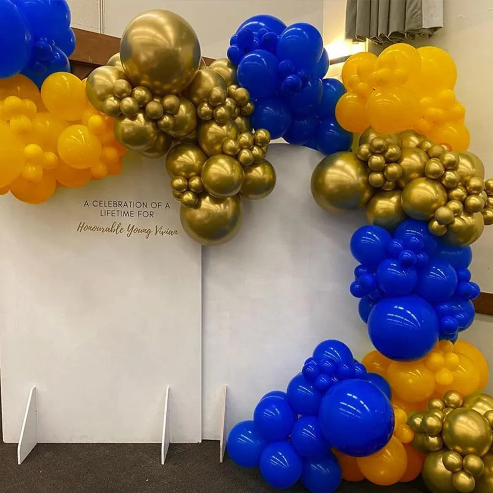 108pcs Blue and Yellow Balloon Garland Arch Kit New Dark Blue and Lemon Yellow Balloons for Baby Shower Graduation Party Decor