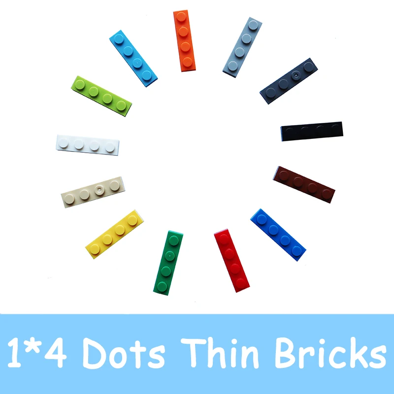 50PCS MOC Assemble Particles 3710 Thin Plate 1x4 Dots Building Blocks 1*4 Figures Bricks DIY Educational Creative Toy for Kids