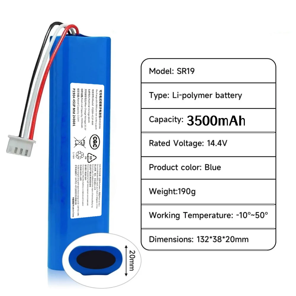 14.4V 3500mAh Li-ion Replacement Battery for Ecovacs Deebot Ozmo 900 901 905 920 930 937 N8 Pro Robot Vacuum Cleaner.