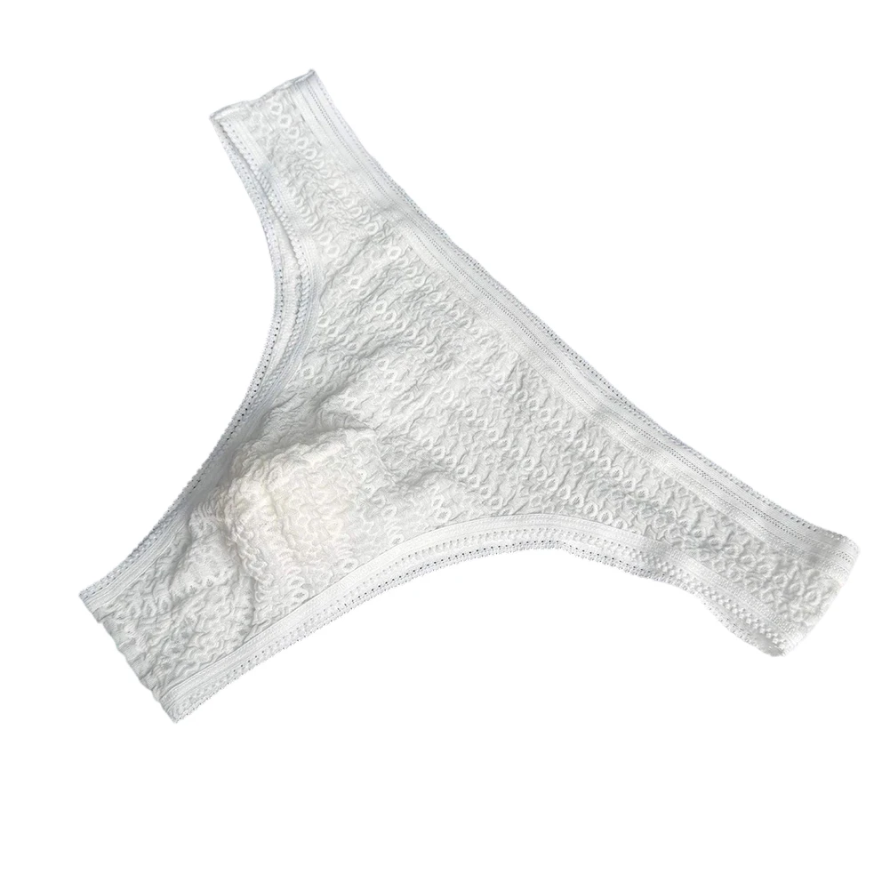 Men Lace Texture Briefs Breathable Bulge Pouch Low Waist Underwear Sexyy Lingerie Underpants For Daily Wear