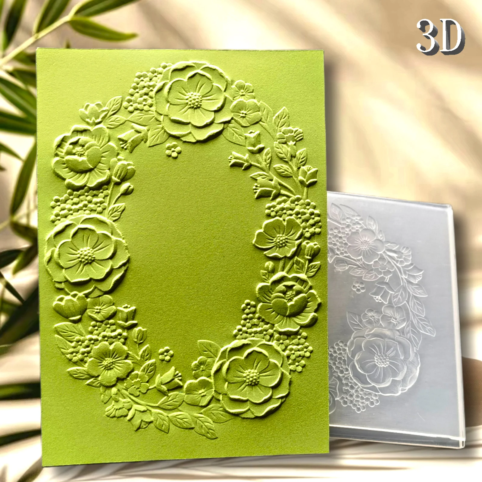 Marco elíptico clásico de boda de 1 pieza, carpeta en relieve 3D de encaje, plantilla temática de fantasía blanca de plástico para álbum de recortes, fabricación de tarjetas