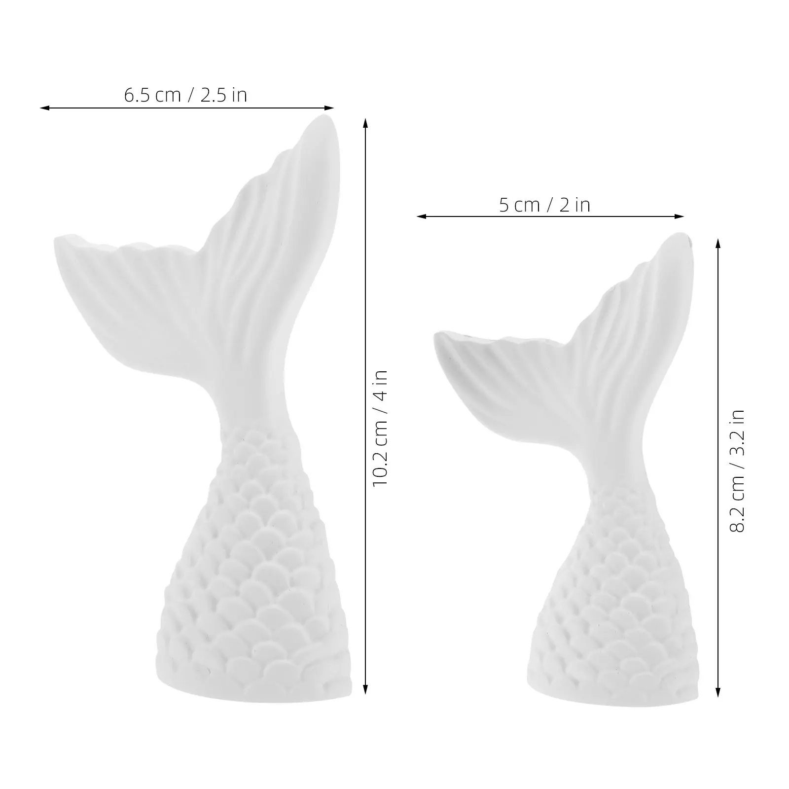 2Pcs Photography Decoration Fish Tail Sculpture Gypsum Nautical Beach Themed Photo Props Jewelry Organizer Fish Prop