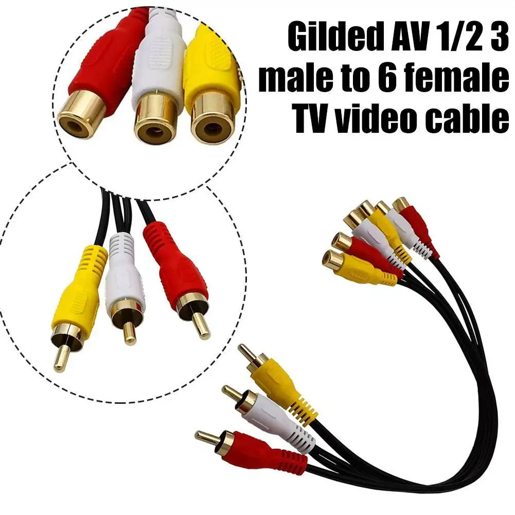 AV 1/2 3 Male To 6 Female RCA Lotus Head 3 Female To 6 Male DVD Set-top Box Connected To TV Video Cable ﻿