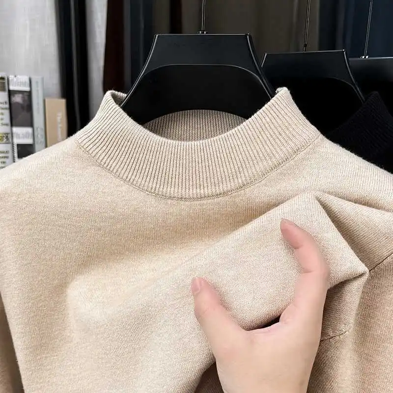 

Slim Fit f High Collar Men's Sweater Color Base Layer Knitwear Youthful Winter Faion Comfortable Polyester Blend