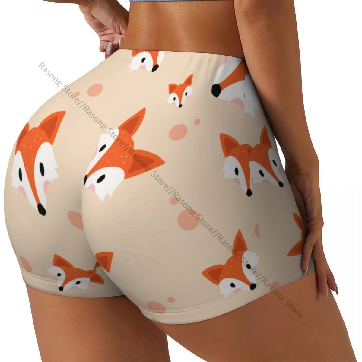 Women Yoga Shorts Cute Hat Fox Pattern Workout Shorts Fitness quick-dry Ladies Yoga Gym Running Short Pants Sportswear